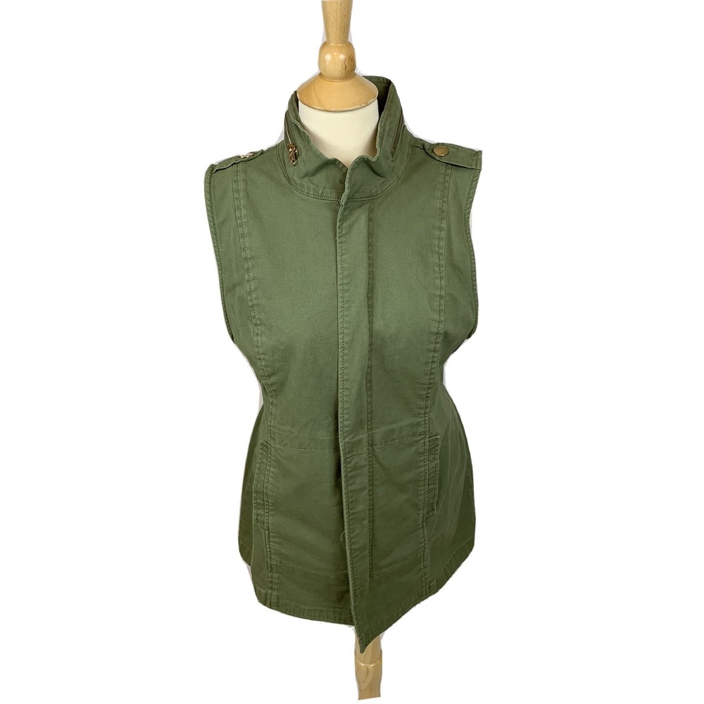 Cabi Utility Vest Explorer Green Zippered With Pockets #5101 Military